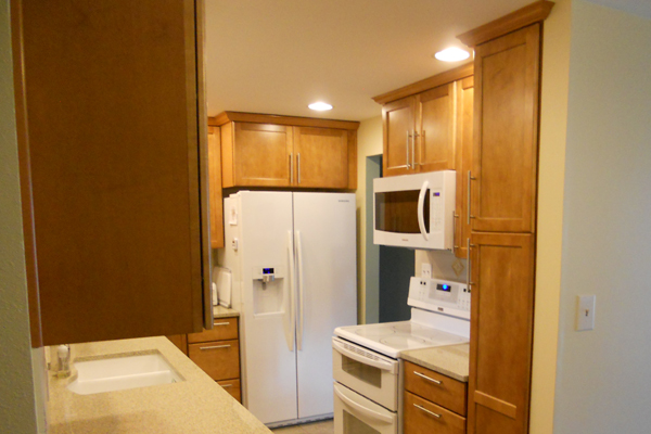 Woodway Remodel - Light Maple Cabinets, White Appliances